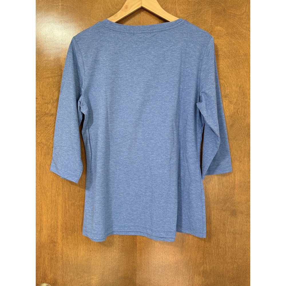 Dark Blue 3/4 Sleeve Tunic Top, Crew neck, loose fit. Size M - Picture 4 of 9